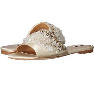 Badgley Mischka satin slides